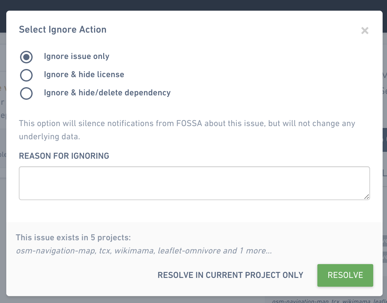 Project-level issue resolution